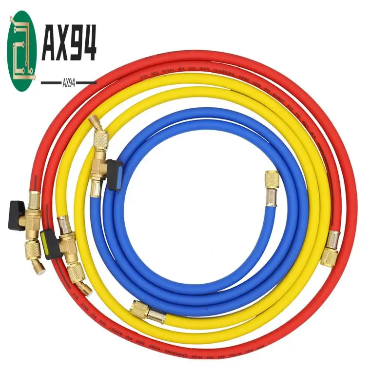 AX94-1.6M Refrigerant A/C Charging Hoses With Ball Valves HVAC 1/4In SAE Fit For R134A R12 Coolant Adding And Air Condition
AX94-1.6M Refrigerant A/C Charging Hoses With Ball Valves HVAC 1/4In SAE Fit For R134A R12 Coolant Adding And Air Condition