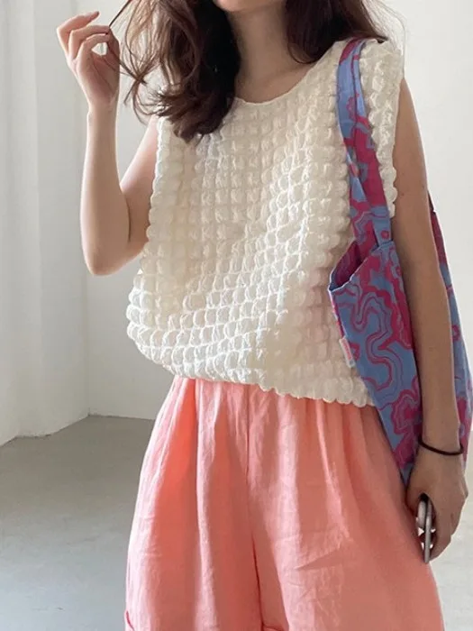 Chic Age-Defying Sleeveless Bubble Cotton Vest Women Summer Outerwear Loose Versatile Top Korean Style round Neck Regular Length
Chic Age-Defying Sleeveless Bubble Cotton Vest Women Summer Outerwear Loose Versatile Top Korean Style round Neck Regular Length