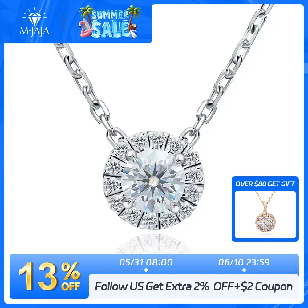 M-JAJA Moissanite Necklace 0.5ct/1ct D Color Round Cut Pendant 18K White Gold Plated Adjustable 925 Sterling Silver Fine Jewelry
M-JAJA Moissanite Necklace 0.5ct/1ct D Color Round Cut Pendant 18K White Gold Plated Adjustable 925 Sterling Silver Fine Jewelry