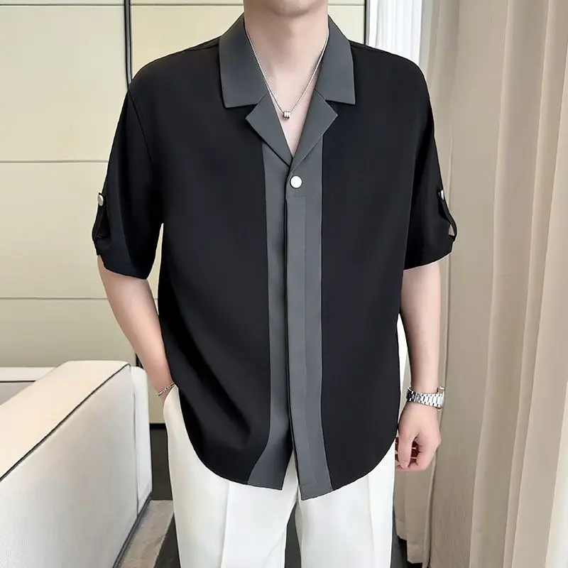 Fashion Contrasting Colors Spliced Shirts Summer New Casual Turn-down Collar Button Men's Clothing All-match Short Sleeve Shirts
Fashion Contrasting Colors Spliced Shirts Summer New Casual Turn-down Collar Button Men's Clothing All-match Short Sleeve Shirts