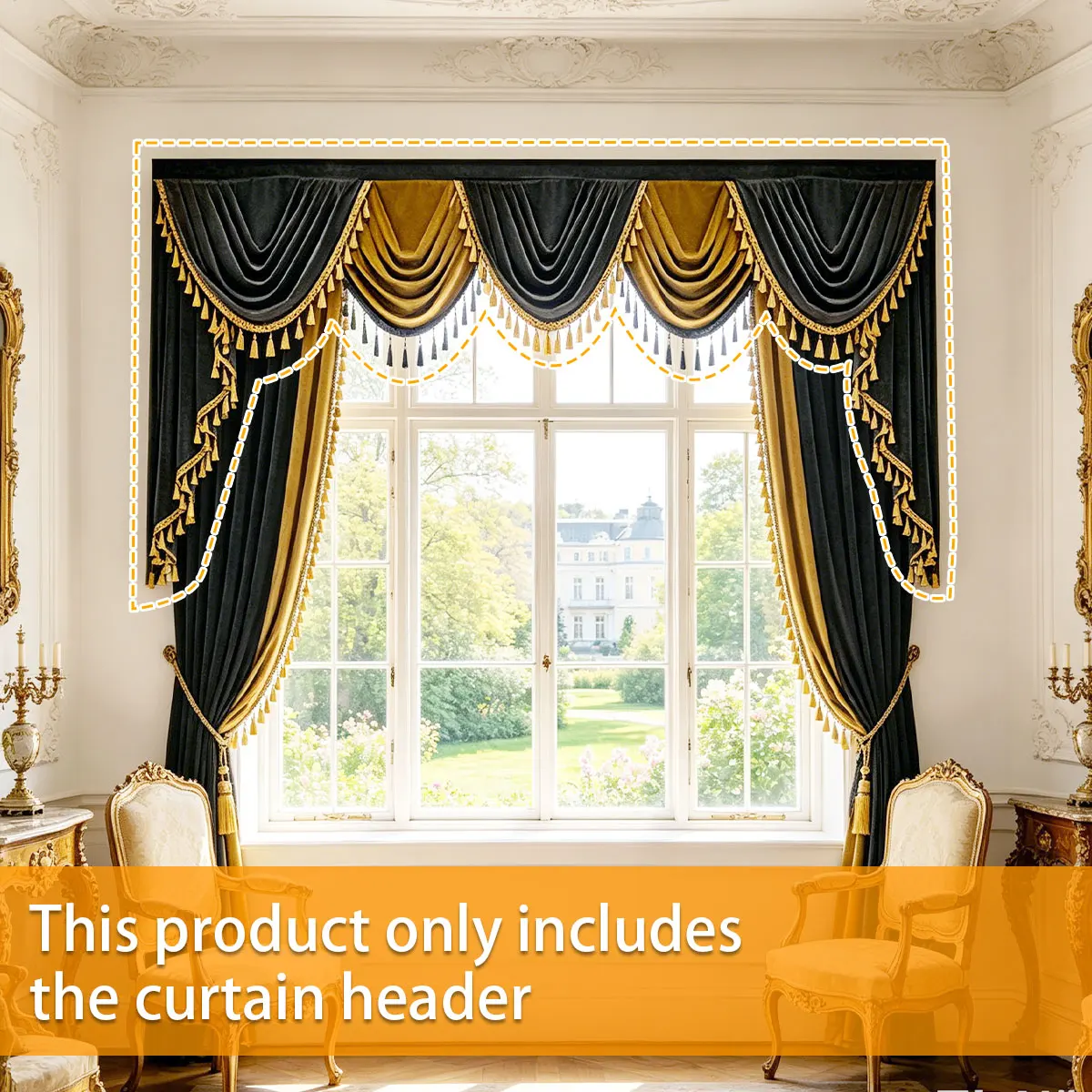 1pcs Black & Gold Velvet Curtain Valance with Multi-Layer Swags & Tassels, Theatre Style Window Valance for Living Room & Stage
1pcs Black & Gold Velvet Curtain Valance with Multi-Layer Swags & Tassels, Theatre Style Window Valance for Living Room & Stage