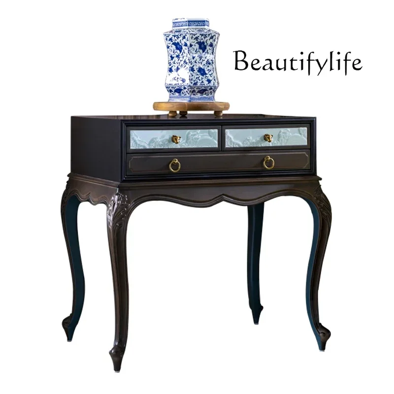 F French Chinese Style Solid Wood Carving Flower Bedside Table Solid Wood Retro High-end Contrasting Color Side Cabinet
F French Chinese Style Solid Wood Carving Flower Bedside Table Solid Wood Retro High-end Contrasting Color Side Cabinet