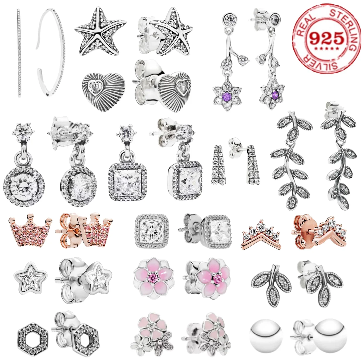 Hot 925 Sterling Silver Sparkling heart-shaped Snowflake Crown Earrings Stars Square Stud earrings Women's Anniversary jewelry
Hot 925 Sterling Silver Sparkling heart-shaped Snowflake Crown Earrings Stars Square Stud earrings Women's Anniversary jewelry