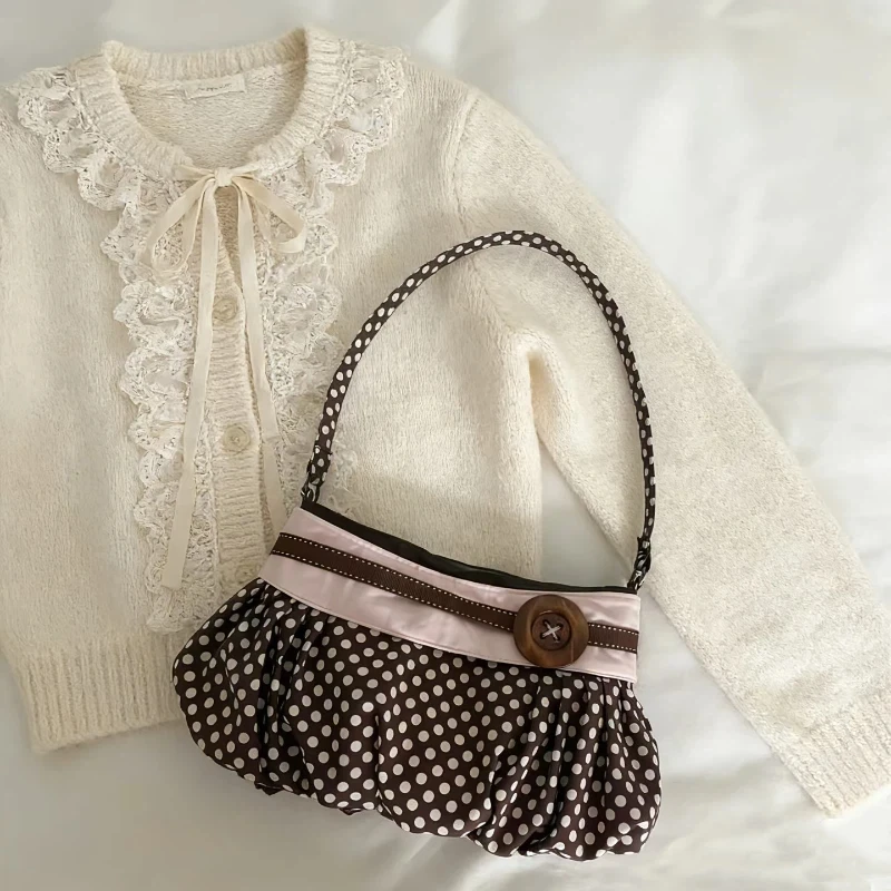 Korean Polka Dot Pleated Canvas Tote Bag Large-capacity Shoulder Bag Button Embellishments Casual Versatile Sweet Crossbody Bag
Korean Polka Dot Pleated Canvas Tote Bag Large-capacity Shoulder Bag Button Embellishments Casual Versatile Sweet Crossbody Bag
