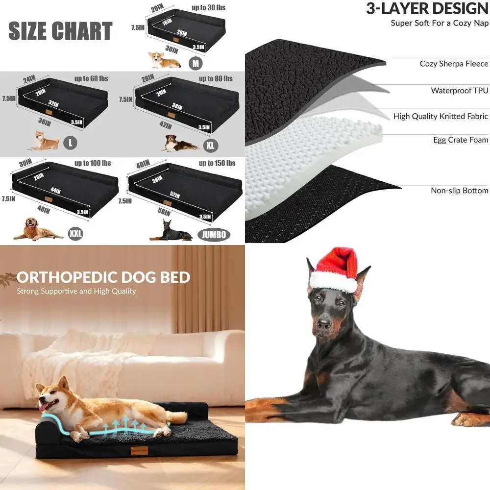 Очень большая ортопедическая кровать для собак 56x40, водонепроницаемый диван-кровать со съемным чехлом, нескользящая подошва, черный
Очень большая ортопедическая кровать для собак 56x40, водонепроницаемый диван-кровать со съемным чехлом, нескользящая подошва, черный