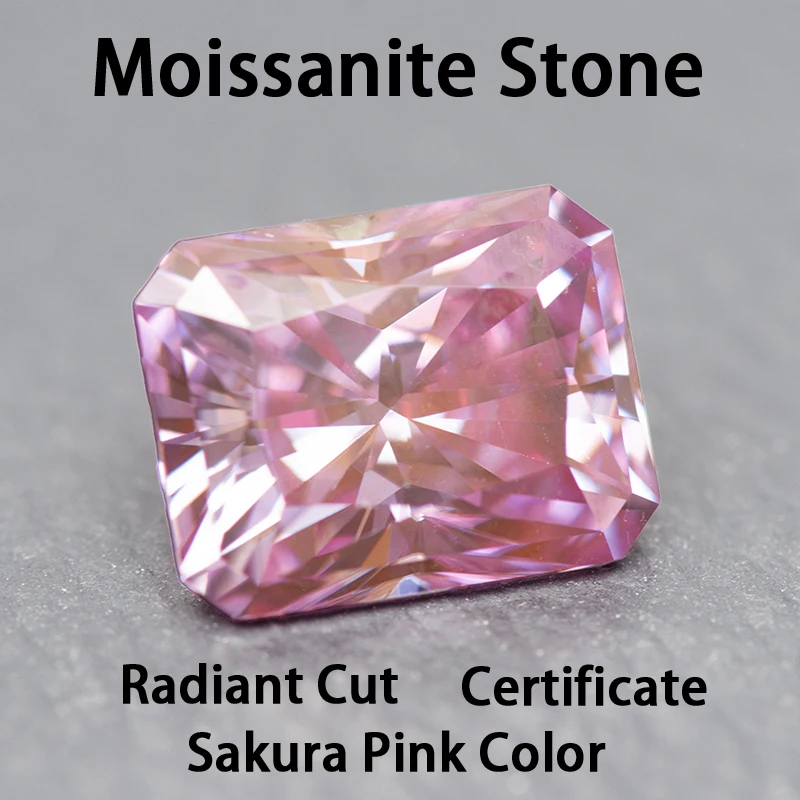Moissanite Stone Sakura Pink Color Radiant Cut Charms Gemstone DIY Advanced Jewelry Rings Earrings Making with Certificate
Moissanite Stone Sakura Pink Color Radiant Cut Charms Gemstone DIY Advanced Jewelry Rings Earrings Making with Certificate