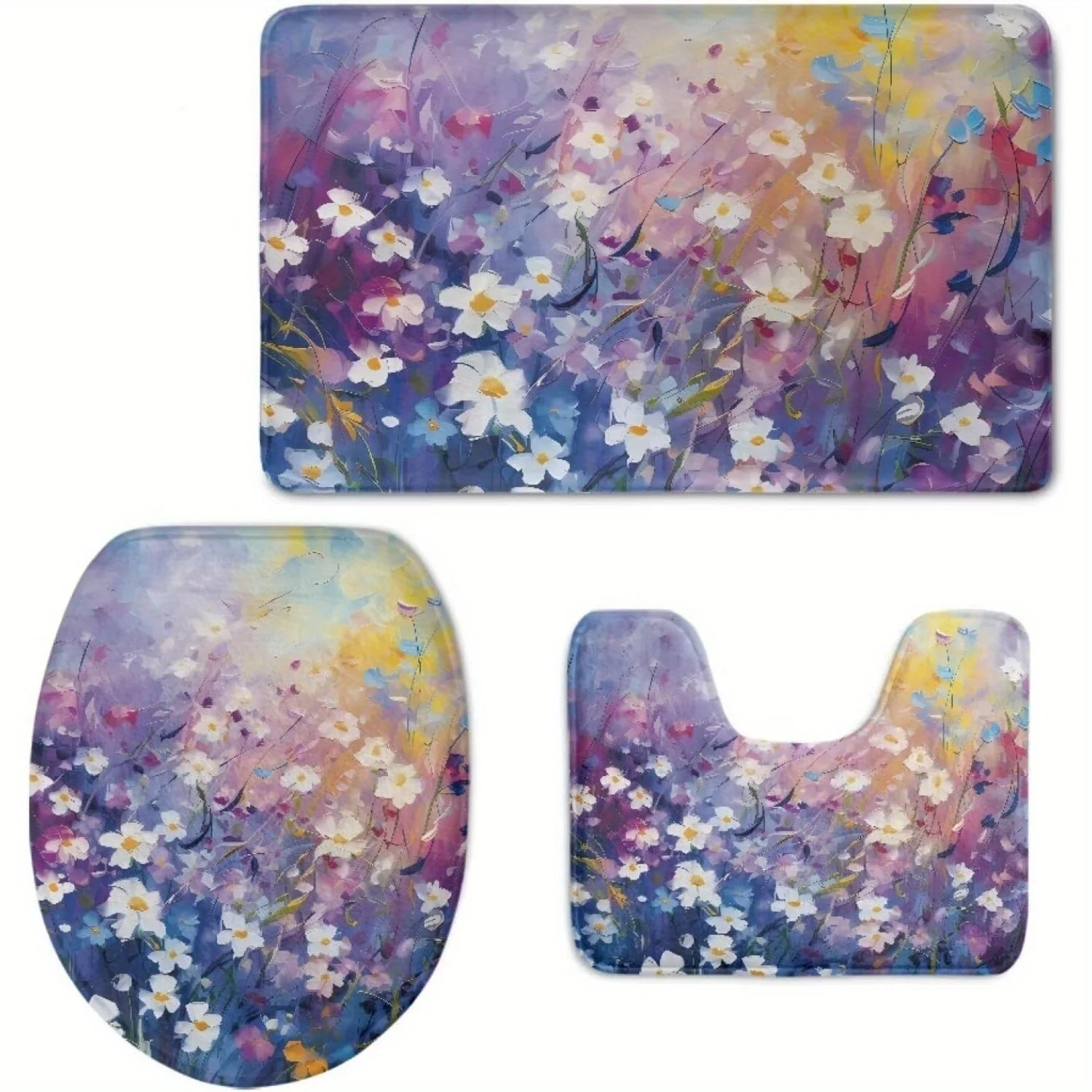 3pcs Floral Watercolor Bathroom Rug Set - Anti-Slip, Stain-Resistant, Absorbent Polyester Mats with Toilet Seat Cover, Ideal for
3pcs Floral Watercolor Bathroom Rug Set - Anti-Slip, Stain-Resistant, Absorbent Polyester Mats with Toilet Seat Cover, Ideal for