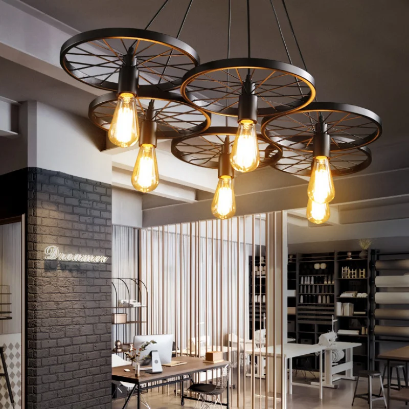 E27 LOFT люстра с колесом универса, винтажное промышленное освещение, американские светильники для прохода, черный подвесной светильник Edsion в деревенском стиле, 110 В-220 В 
E27 LOFT люстра с колесом универса, винтажное промышленное освещение, американские светильники для прохода, черный подвесной светильник Edsion в деревенском стиле, 110 В-220 В