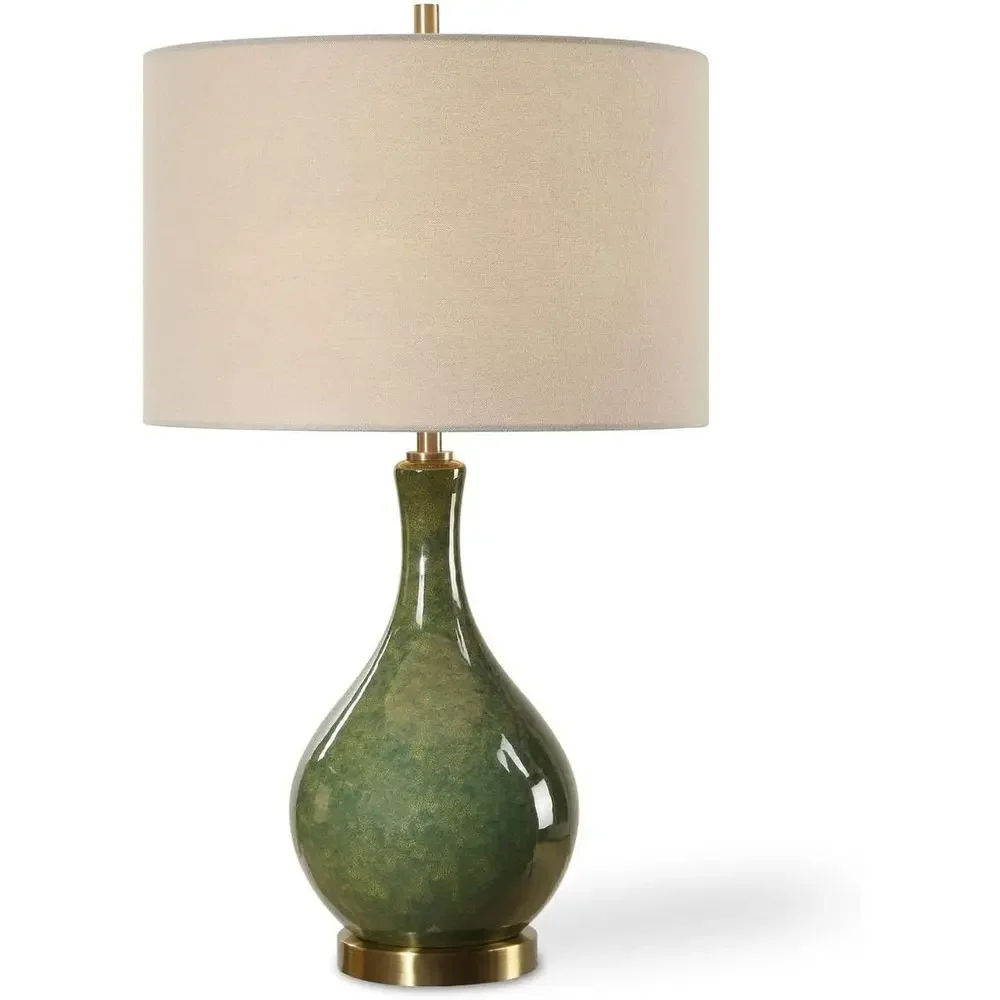 Zemira Emerald Green Glaze ern Ceic Accent Table Lamp with Beige Linen Shade (24" H Lamp with 9" H x 14" W Shade)
Zemira Emerald Green Glaze ern Ceic Accent Table Lamp with Beige Linen Shade (24" H Lamp with 9" H x 14" W Shade)
