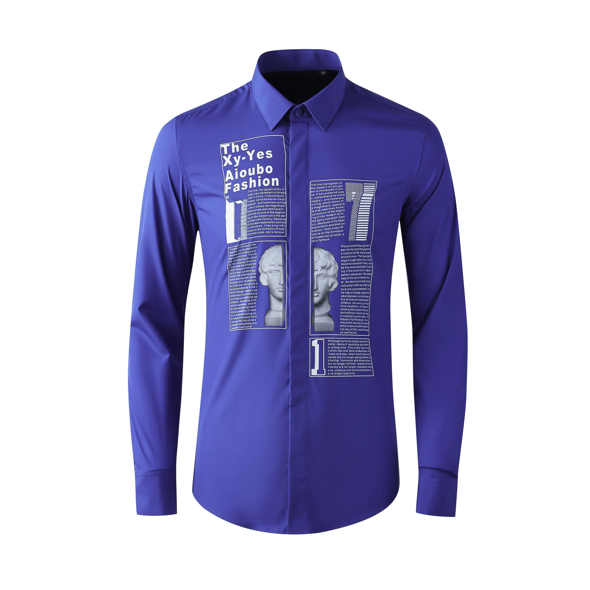 Men's poster letter pattern printed men's slim fit shirt new fashion handsome men's clothing
Men's poster letter pattern printed men's slim fit shirt new fashion handsome men's clothing