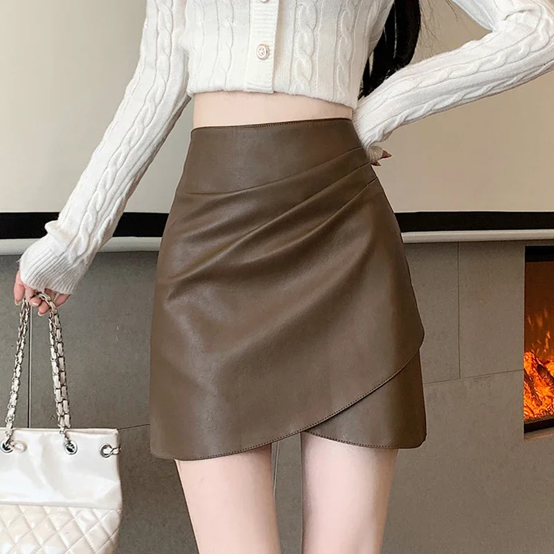 Pu Irregular Skirt Women Korean Fashion Casual Elegant Temperament All Match Slim High Waist A Line Skirt Female Fall New Skirts
Pu Irregular Skirt Women Korean Fashion Casual Elegant Temperament All Match Slim High Waist A Line Skirt Female Fall New Skirts