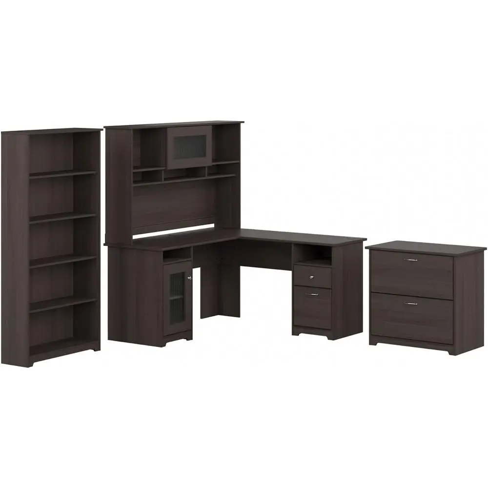 Угловой письменный стол Bush Furniture с навесной секцией, книжным шкафом на 5 полок и боковым шкафчиком. | Компьютерный стол Cabot Collection с местом для хранения вещей
Угловой письменный стол Bush Furniture с навесной секцией, книжным шкафом на 5 полок и боковым шкафчиком. | Компьютерный стол Cabot Collection с местом для хранения вещей