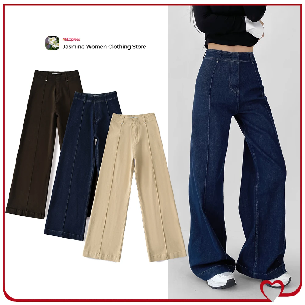 Vintage Women Seam Baggy Jeans Stylish High Waist Wide Leg Jeans for Women Comfort Cotton Denim Pants with Pronounced Front Seam
Vintage Women Seam Baggy Jeans Stylish High Waist Wide Leg Jeans for Women Comfort Cotton Denim Pants with Pronounced Front Seam