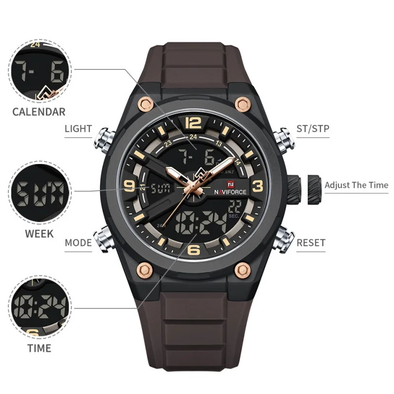 Мужские часы NAVIFORCE NF9265: Новинка, спортивные, водонепроницаемые, ударопрочные, с люминесцентным календарем и силиконовым ремешком
Мужские часы NAVIFORCE NF9265: Новинка, спортивные, водонепроницаемые, ударопрочные, с люминесцентным календарем и силиконовым ремешком