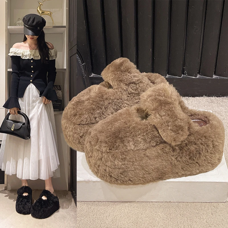 Women's Thick Bottom Slip-On Slippers Fur Trimmed Slipper Boots Autumn Winter Cotton Slippers Comfortable round Toe Anti-Slip
Women's Thick Bottom Slip-On Slippers Fur Trimmed Slipper Boots Autumn Winter Cotton Slippers Comfortable round Toe Anti-Slip
