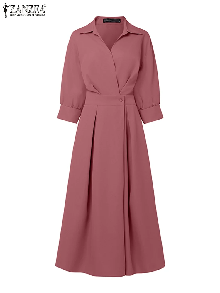 ZANZEA Elegant Long Shirt Dresses 2025 Women Autumn Lapel 3/4 Sleeve Party Sundress Fashion Solid High Waist Pleated Maxi Robe
ZANZEA Elegant Long Shirt Dresses 2025 Women Autumn Lapel 3/4 Sleeve Party Sundress Fashion Solid High Waist Pleated Maxi Robe
