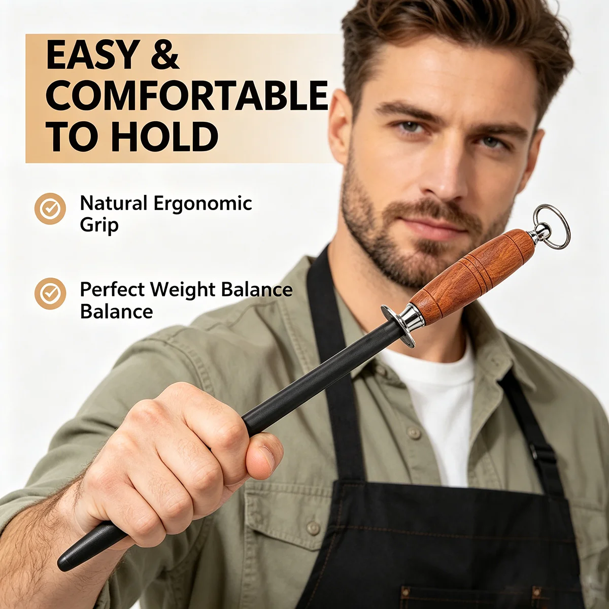 Professional Diamond Knife Sharpening Rod Honing Steel - Chef Sharpener Stick for Kitchen Blade, Stainless Steel Sharpening Tool
Professional Diamond Knife Sharpening Rod Honing Steel - Chef Sharpener Stick for Kitchen Blade, Stainless Steel Sharpening Tool