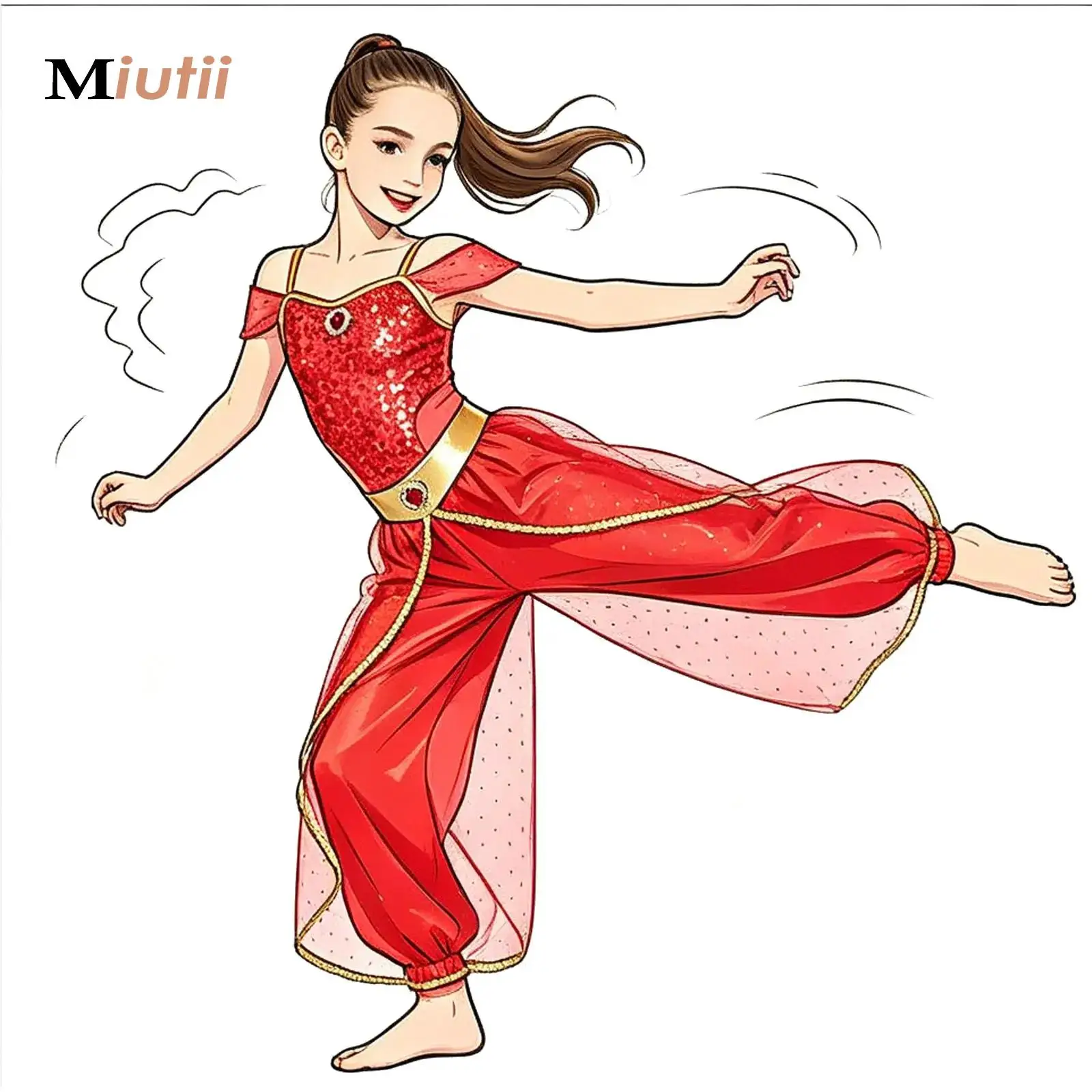 Girls Arabian Princess Rompers Shiny Sequins Tulle Overlay Jumpsuit Halloween Belly Dance Clothes Indian Princess Cosplay Wear
Girls Arabian Princess Rompers Shiny Sequins Tulle Overlay Jumpsuit Halloween Belly Dance Clothes Indian Princess Cosplay Wear