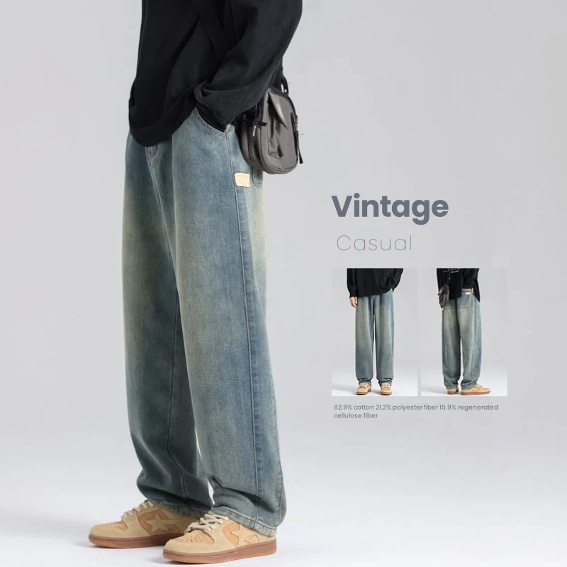 Men's Clothing Vintage Straight Jeans Autumn New Fashion Korean Loose Pants Male Streetwear Casual Wide Denim Pants
Men's Clothing Vintage Straight Jeans Autumn New Fashion Korean Loose Pants Male Streetwear Casual Wide Denim Pants