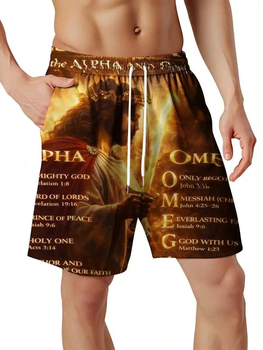 Alpha And Jesus Christ Religious Swim Trunks Christian Bible Verse Beach Shorts For Men
Alpha And Jesus Christ Religious Swim Trunks Christian Bible Verse Beach Shorts For Men