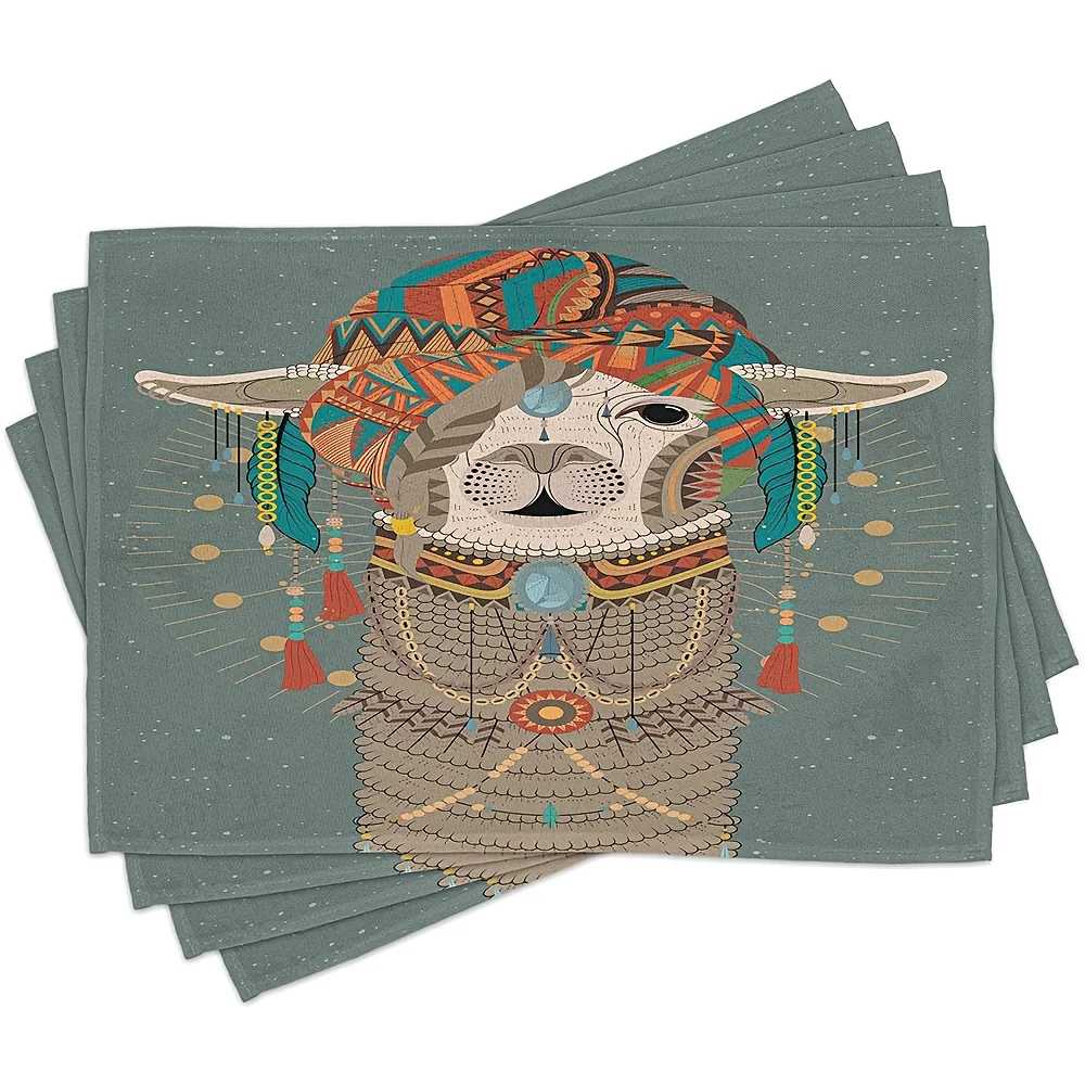 Набор ковриков для столовых приборов Llama из 4 шт., красочная иллюстрация восточной атмосферы животного альпапа с принтом восточных украшений, моющаяся ткань
Набор ковриков для столовых приборов Llama из 4 шт., красочная иллюстрация восточной атмосферы животного альпапа с принтом восточных украшений, моющаяся ткань