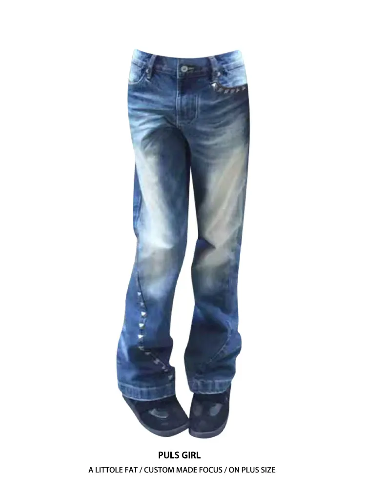 Retro American Large Size Jeans Women's Loose Wide Leg Pants High Waist Washed out Faded Rivet Casual Straight Leg Trousers
Retro American Large Size Jeans Women's Loose Wide Leg Pants High Waist Washed out Faded Rivet Casual Straight Leg Trousers