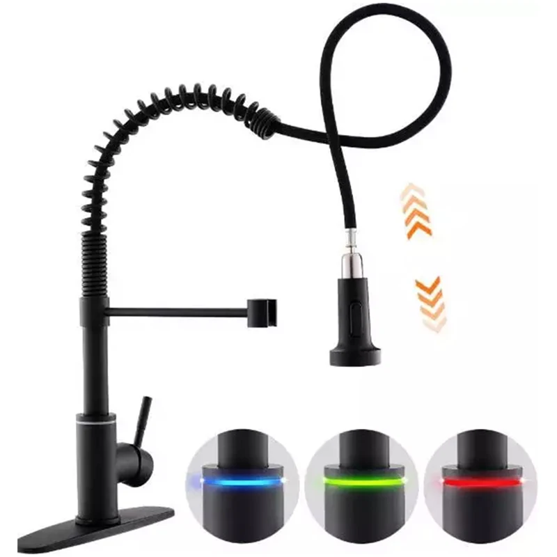 Manufacturers Spring Pull Out 304 Stainless Steel Sink Tap Black LED Automatic Sensor Touchless Kitchen Mixer Faucet
Manufacturers Spring Pull Out 304 Stainless Steel Sink Tap Black LED Automatic Sensor Touchless Kitchen Mixer Faucet