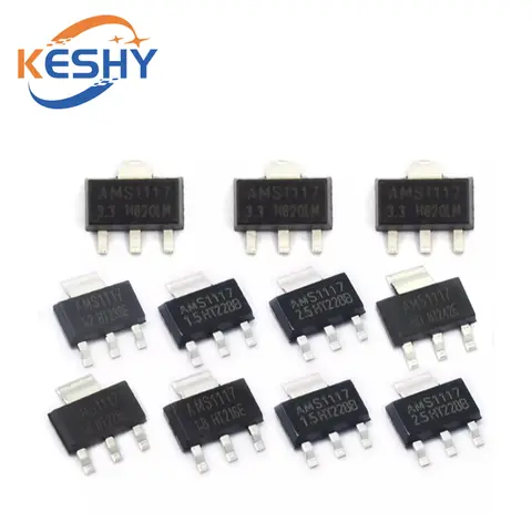 調整された電源ICバックチップ,AMS1117-1.2V, 1.5v,1.8v,2.5v,3.3v,5.0v,asm1117,sot-223,sot-89, 10個