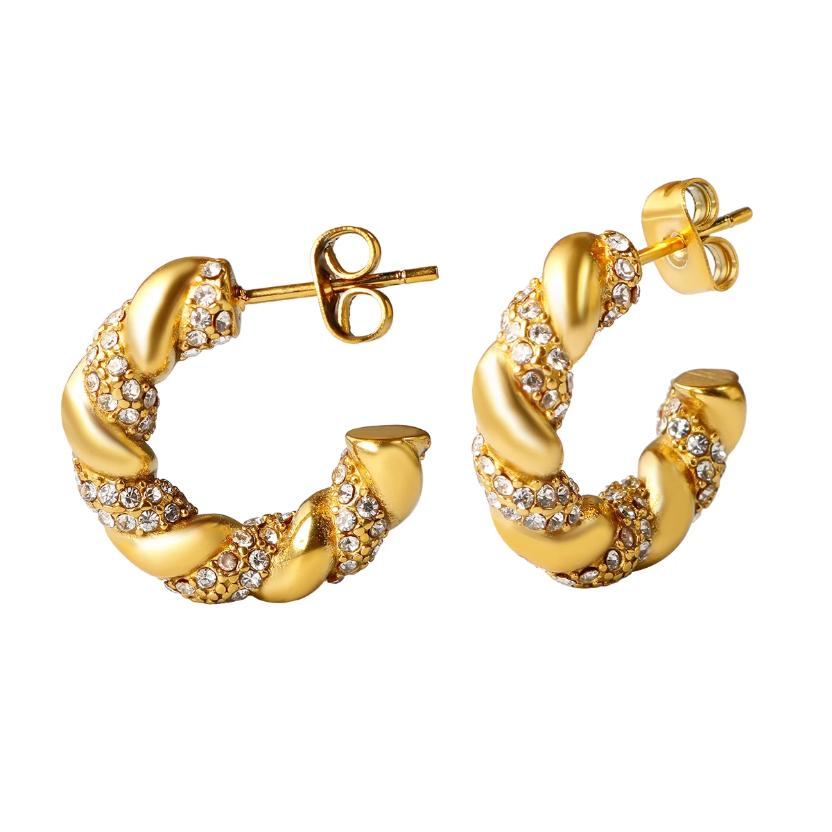 JINHUI Round Opening Spiral Twists Cross Inlaid Zircon Earrings For Woman Gold Color Stainless Steel Jewelry Accessories New
JINHUI Round Opening Spiral Twists Cross Inlaid Zircon Earrings For Woman Gold Color Stainless Steel Jewelry Accessories New