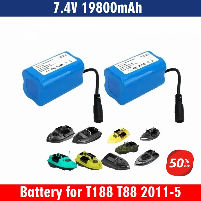 7.4V 19800mAh Battery with USB Charger for T188 T888 2011-5 V007 C18 H18 Remote Control RC Fishing Bait Boat Spare Battery Parts
7.4V 19800mAh Battery with USB Charger for T188 T888 2011-5 V007 C18 H18 Remote Control RC Fishing Bait Boat Spare Battery Parts