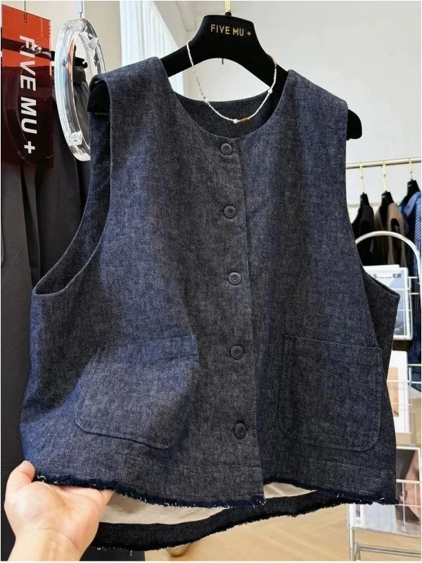 plus Size 300 Pou Early Autumn Trendy Svel Vest Men's Faion Layering Frayed Hem Top Buttons Decorated Loose Fit
plus Size 300 Pou Early Autumn Trendy Svel Vest Men's Faion Layering Frayed Hem Top Buttons Decorated Loose Fit
