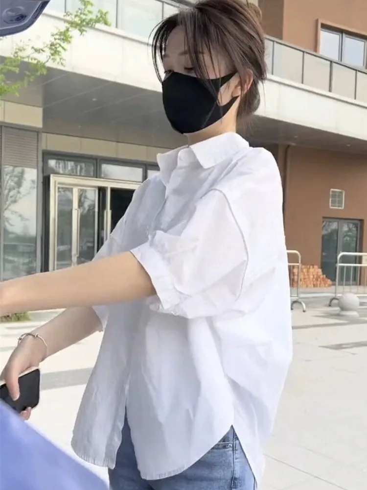 Women's Loose Fit Casual Cotton Shirt Summer Autumn New Style Half Sleeve Collar Sun Protection Fashionable Versatile Top
Women's Loose Fit Casual Cotton Shirt Summer Autumn New Style Half Sleeve Collar Sun Protection Fashionable Versatile Top