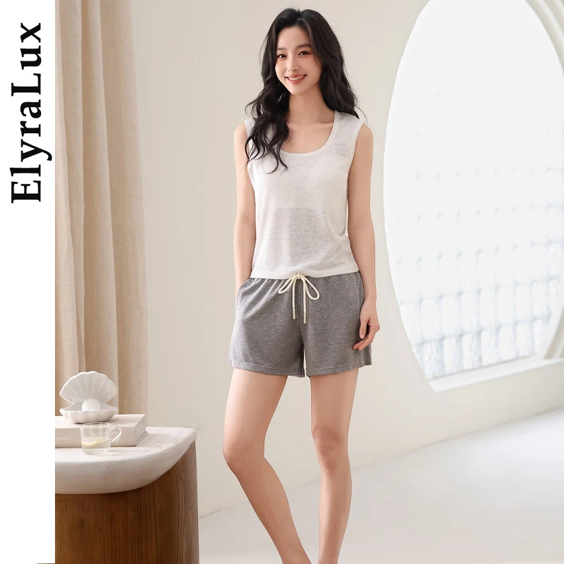 ElyraLux Summer Vest Pajama Set with Shorts Cotton Polyester Sleepwear Sleeveless Women Loungewear
ElyraLux Summer Vest Pajama Set with Shorts Cotton Polyester Sleepwear Sleeveless Women Loungewear