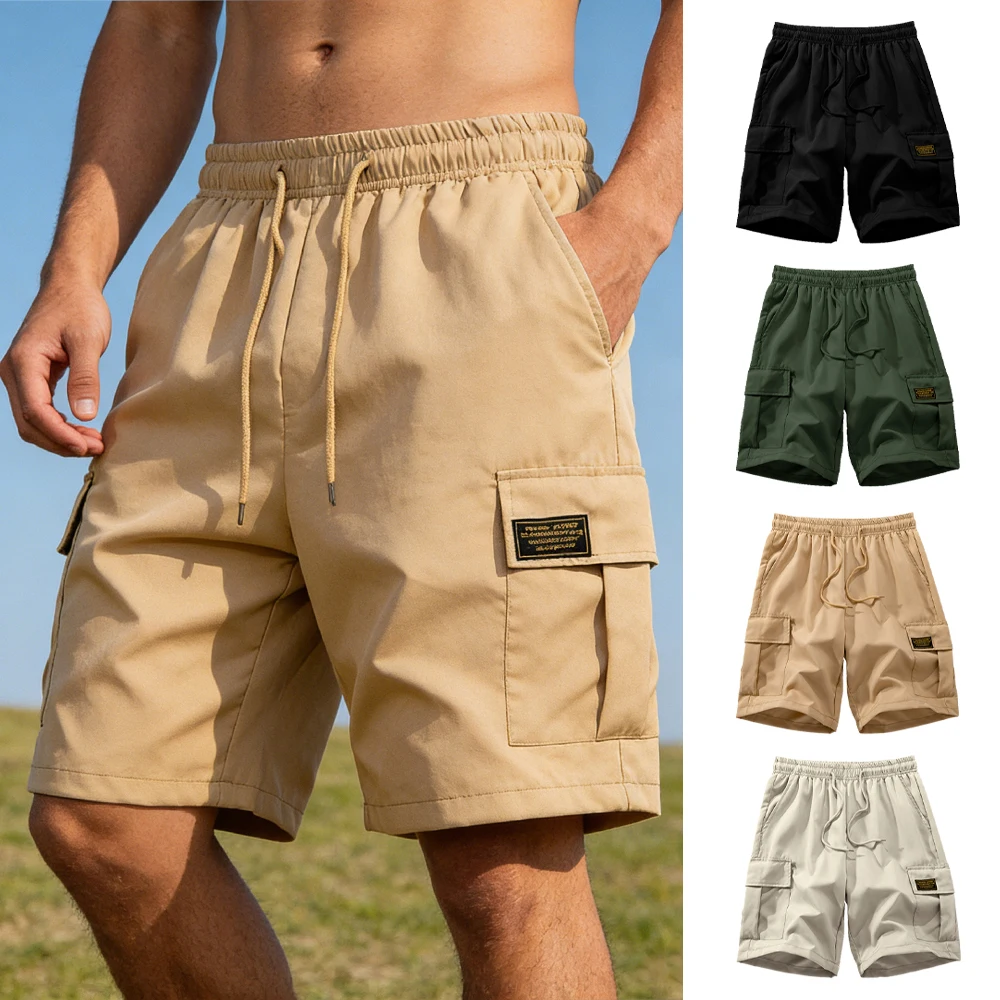 Summer Men's Solid Color Drawstring Cargo Shorts with Flap Pockets Casual Relaxed Athletic Fitness Training Multi-Pocket Bottoms
Summer Men's Solid Color Drawstring Cargo Shorts with Flap Pockets Casual Relaxed Athletic Fitness Training Multi-Pocket Bottoms
