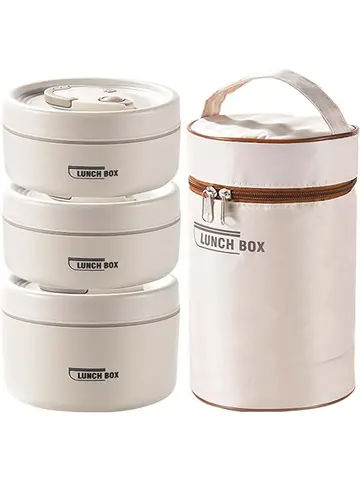 Ensemble de récipients à déjeuner isolés portables avec boîte à déjeuner thermique 3 récipients à déjeuner empilables séparés pour enfants adultes