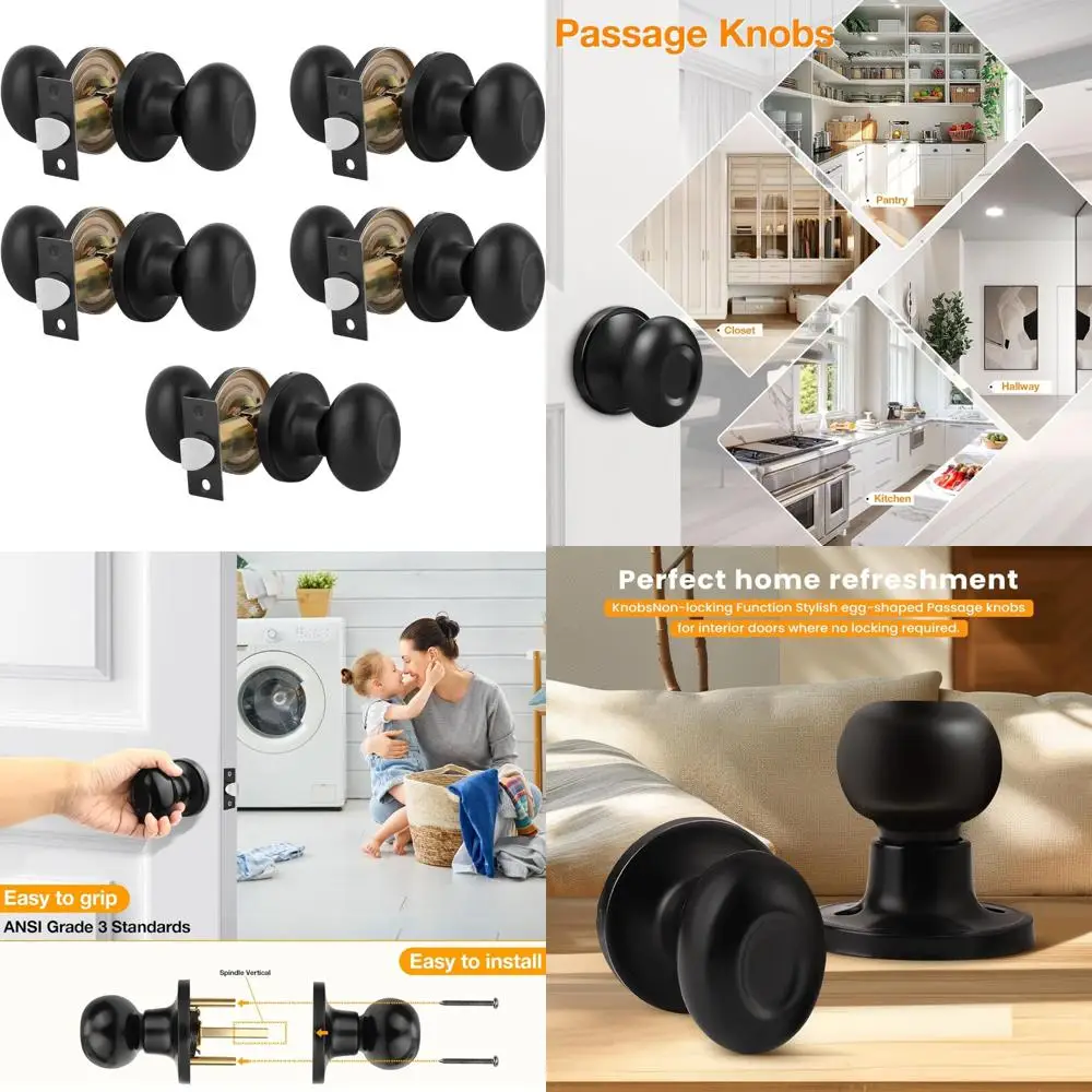 Комплект из 5 овальных черных дверных ручек для внутреннего прохода, идеально подходят для коридоров, прачечных и шкафов.
Комплект из 5 овальных черных дверных ручек для внутреннего прохода, идеально подходят для коридоров, прачечных и шкафов.