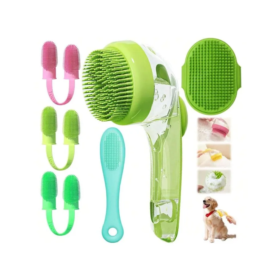 【New style】6Pcs Dog Bath Brush Set With Soap Dispenser - Cat Brush and Dog Toothbrush Kit Silicone Pet Bathing Supplies For Was
【New style】6Pcs Dog Bath Brush Set With Soap Dispenser - Cat Brush and Dog Toothbrush Kit Silicone Pet Bathing Supplies For Was
