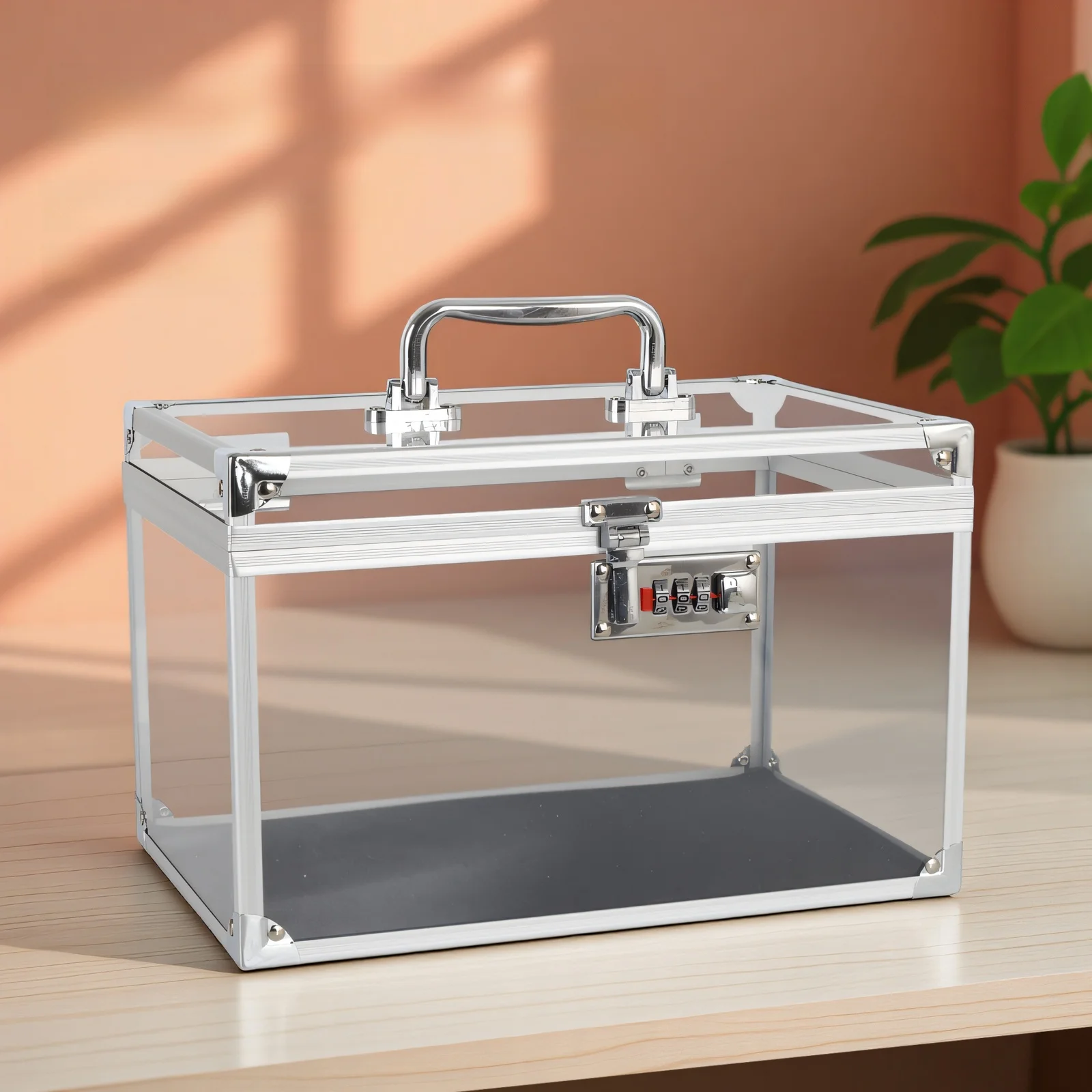 Transparent Desktop Storage Box Aluminum Alloy Password Lo Handheld Multi-functional Cosmetic Jewelry Document Storage Box ...
Transparent Desktop Storage Box Aluminum Alloy Password Lo Handheld Multi-functional Cosmetic Jewelry Document Storage Box ...