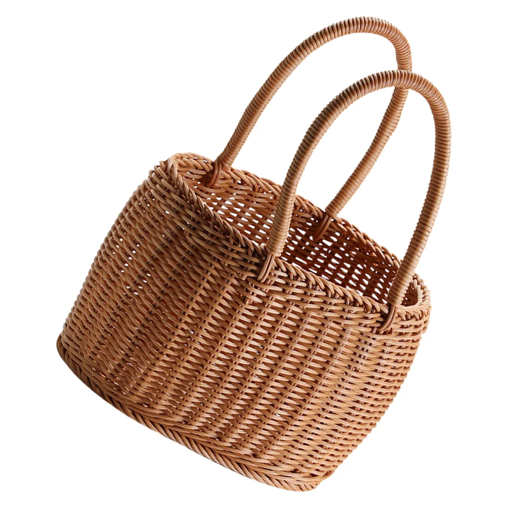 Handwoven Small Picnic Basket Handle for Gifts Fruit Storage Baskets Reusable Plastic Material Home Decor Woven Basket Practical
Handwoven Small Picnic Basket Handle for Gifts Fruit Storage Baskets Reusable Plastic Material Home Decor Woven Basket Practical