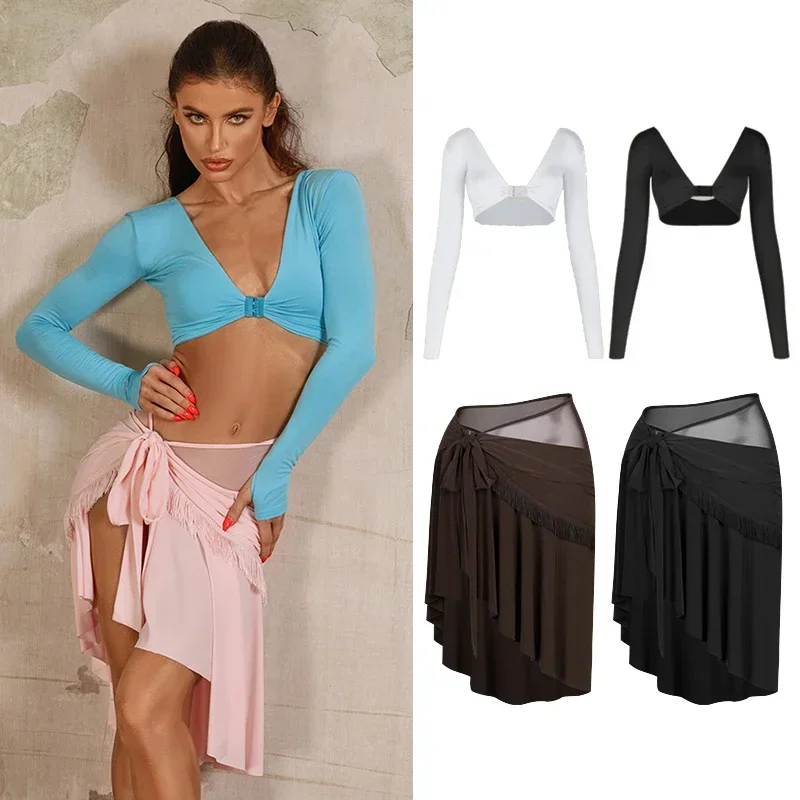 ZYM Latin Dance Clothes Women Sexy Short Tops Slit Fringed Skirt Cha Cha Rumba Performance Costume Adult Latin Dress DNV21780 
ZYM Latin Dance Clothes Women Sexy Short Tops Slit Fringed Skirt Cha Cha Rumba Performance Costume Adult Latin Dress DNV21780