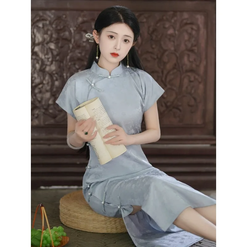 Lake Blue Full Opening Traditional Qipao One Piece New Chinese Style Travel Dress
Lake Blue Full Opening Traditional Qipao One Piece New Chinese Style Travel Dress