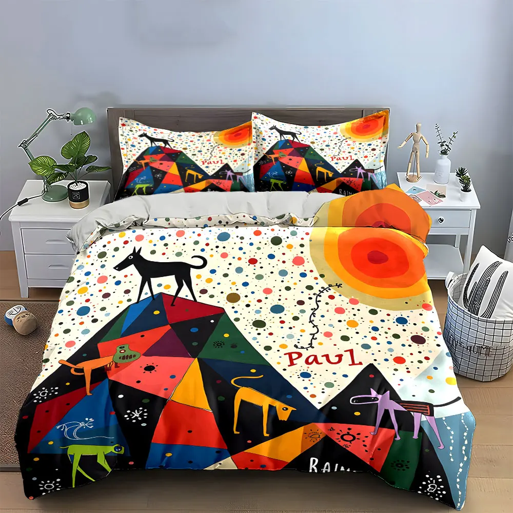 3Pcs Abstract Dog Art Bedding Set, Colorful Folk Art Dogs on Mountain Print Duvet Cover + 2 Pillowcases, cute hoom Decor
3Pcs Abstract Dog Art Bedding Set, Colorful Folk Art Dogs on Mountain Print Duvet Cover + 2 Pillowcases, cute hoom Decor