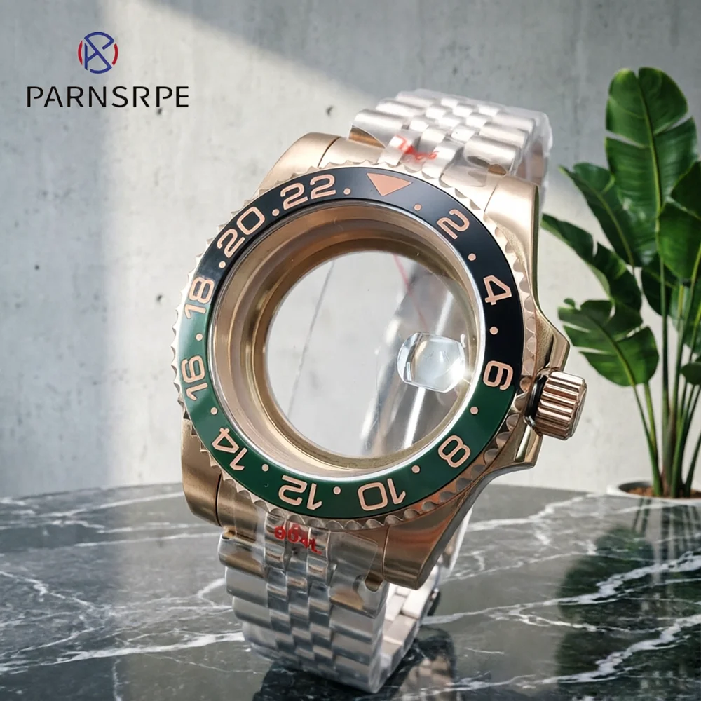 New Arrival Fit NH35 Movement 40mm Rose Gold Watch Case Jubilee Bracelet Sapphire Crystal Ceramic Bezel Dive Watch Mod Parts
New Arrival Fit NH35 Movement 40mm Rose Gold Watch Case Jubilee Bracelet Sapphire Crystal Ceramic Bezel Dive Watch Mod Parts