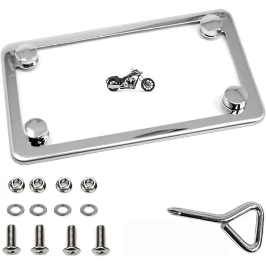 Motorcycle License Plate Frame Slim Polished 304 Stainless Steel Metal Tag Holder Fits Standard 7 x 4 Plates for Harley Cruiser
Motorcycle License Plate Frame Slim Polished 304 Stainless Steel Metal Tag Holder Fits Standard 7 x 4 Plates for Harley Cruiser