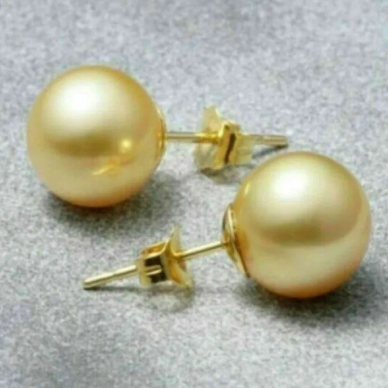 11-12mm AAA+ Natural South Sea Golden Round Pearl Women's Stud Earrings 14K Gold
11-12mm AAA+ Natural South Sea Golden Round Pearl Women's Stud Earrings 14K Gold