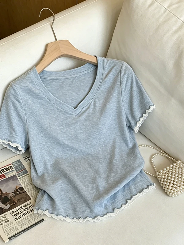 plus Size Summer T-Shirt round Neck Short Sleeve Women's Fashion Sweet Color Block Wood Grain Korean Style Commute Wind
plus Size Summer T-Shirt round Neck Short Sleeve Women's Fashion Sweet Color Block Wood Grain Korean Style Commute Wind