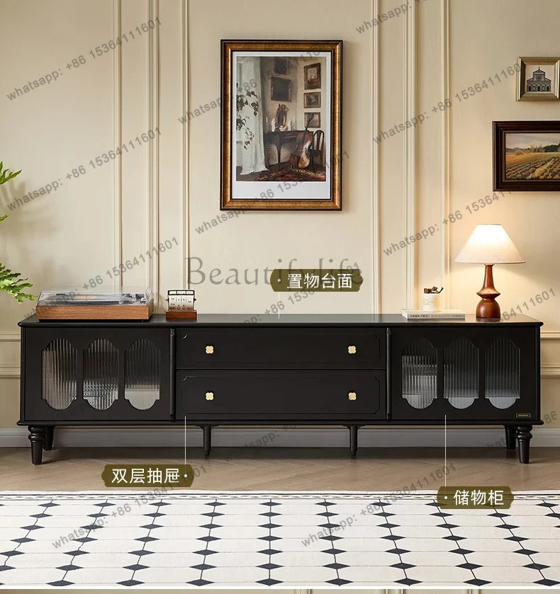 retro style coffee table TV cabinet combination black solid wood leg storage cabinet
retro style coffee table TV cabinet combination black solid wood leg storage cabinet