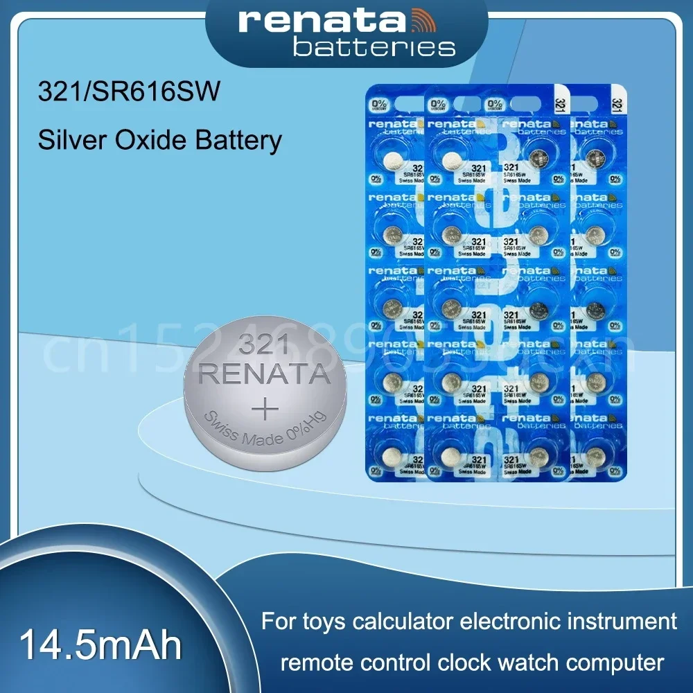 Аккумулятор для часов Renata из оксида серебра 321 SR616SW 616 1,55 В, 100% оригинальный аккумулятор для часов Renata 321 Renata 616
Аккумулятор для часов Renata из оксида серебра 321 SR616SW 616 1,55 В, 100% оригинальный аккумулятор для часов Renata 321 Renata 616