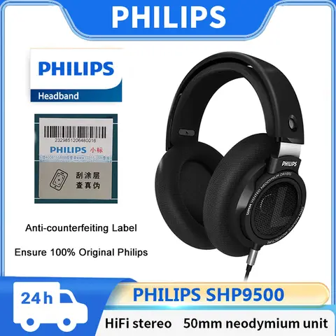 Philips SHP9500 HiFi Stereo HD Headphones Music Esports Game Earphone Wired 3.5mm 6.3mm Interface for Universal Computer Laptop