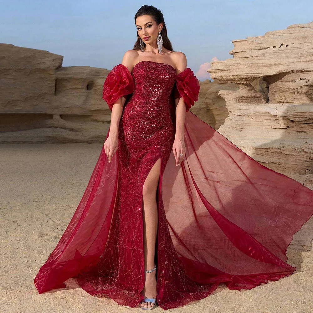 Alinovia Dubai Arabic Pearls Evening Dresses with Cape 2025 Elegant Mermaid Slit Long Formal Prom Wedding Party Gown Customized
Alinovia Dubai Arabic Pearls Evening Dresses with Cape 2025 Elegant Mermaid Slit Long Formal Prom Wedding Party Gown Customized
